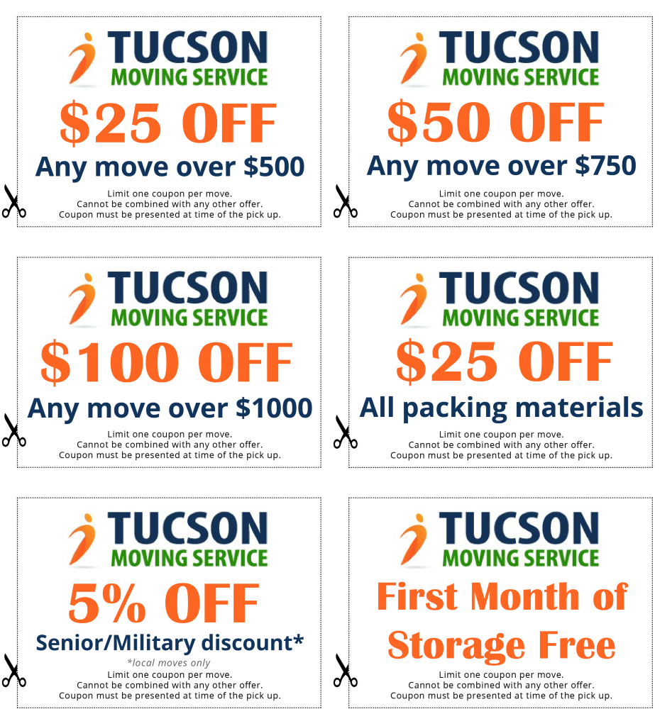 Tucson moving service coupons.